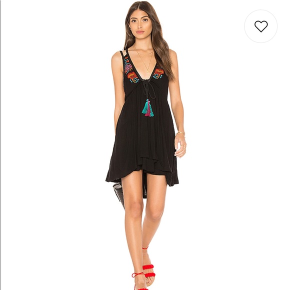 FREE PEOPLE LOVERS COVE EMBROIDERED V-NECK MINI DRESS, SIZE XS (NWT) - Picture 6 of 8